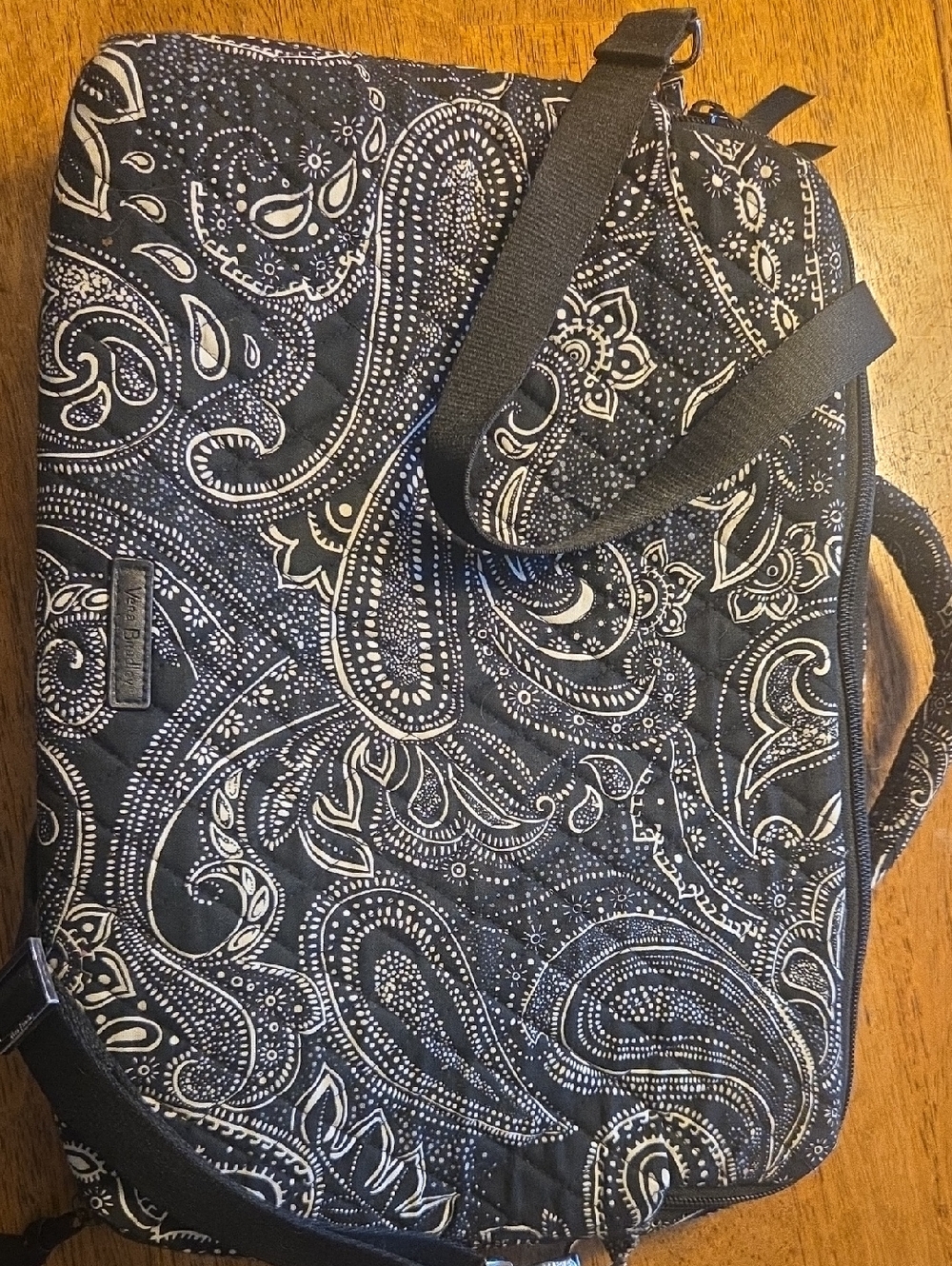 Quilted Paisley Messenger Bag - Black & White